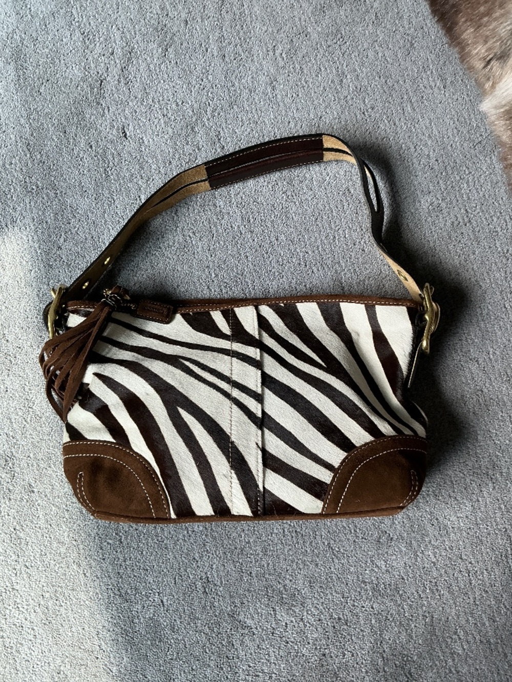 Vintage Y2K Coach Legacy Stripe Haircalf Shoulder Bag